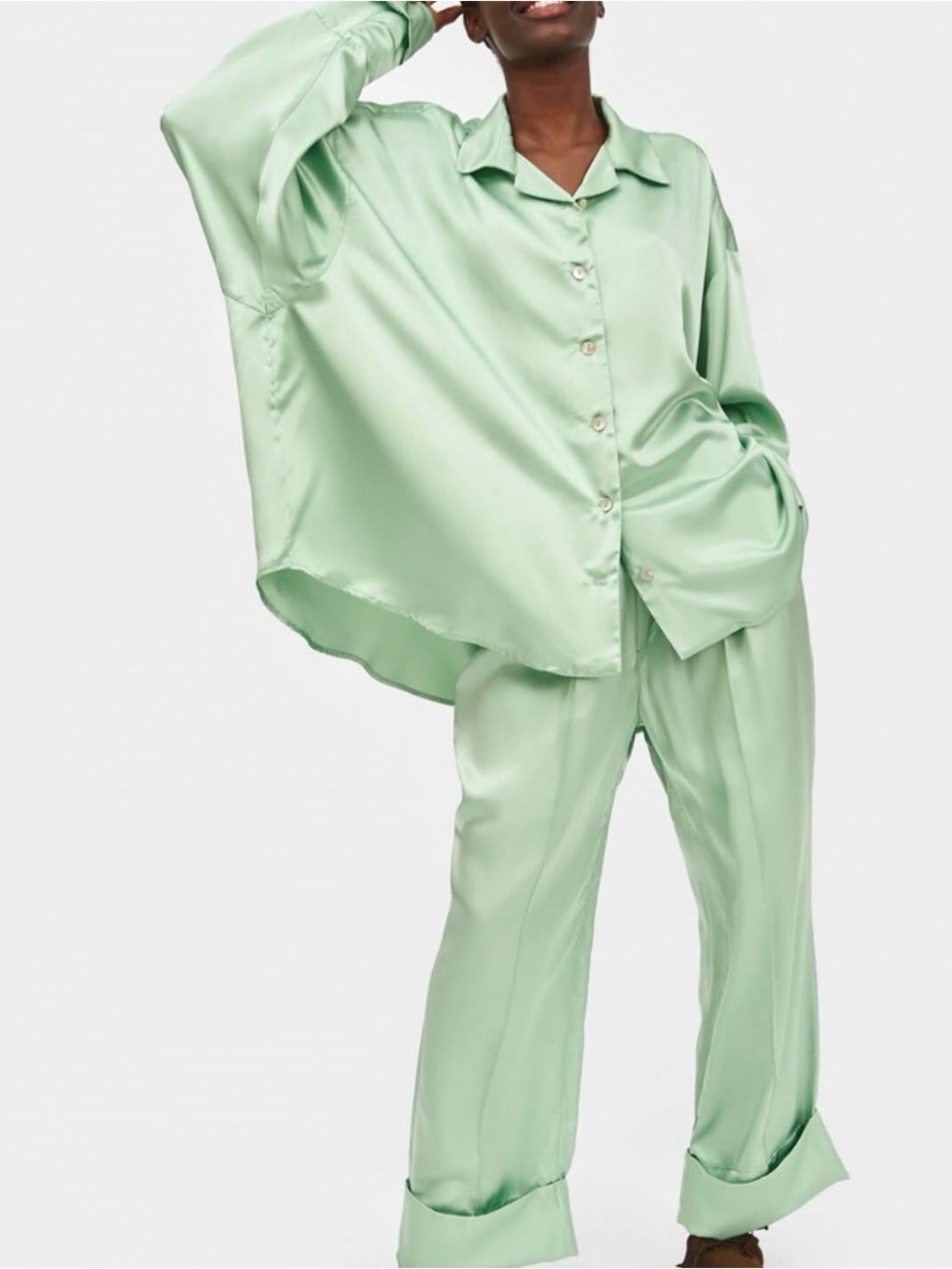 Sleeper Satin Pajama Set in Pale Mint